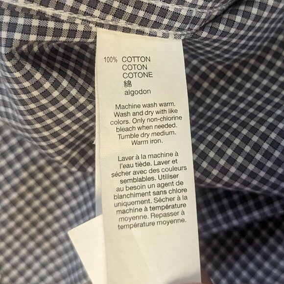 Gap Size Large Poplin Dark Gray/White Checked Button Down Long Sleeves - Picture 2 of 14